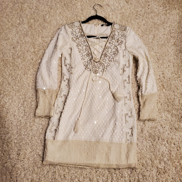 French connection beautiful sequenced white dress - Picture 7 of 11